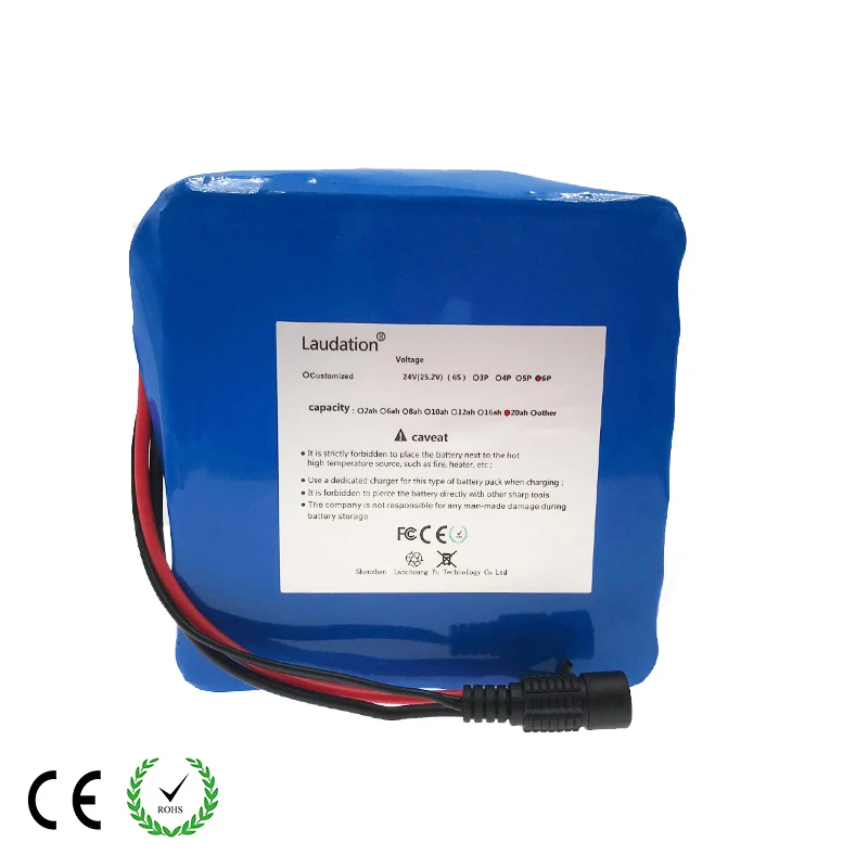 24v литиевая батарея-упаковка 24V 20Ah 18650 6s6p 25 2 V 19 2ah литий-ионный комплект батареек 250W