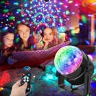 Светодиодный прожектор для дискотеки, вращающийся, активируемый звуком, RGB-подсветильник ка, лазерный проектор, освещение для вечевечерние, для дома, KTV, бара