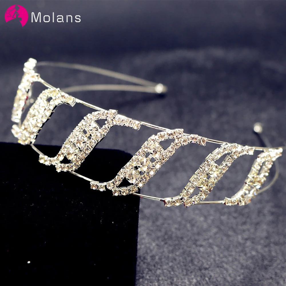 

Molans Crystal Headbands Queen Tiaras and Crowns Bridal Hairband Girls Prom Party Wedding Jewelry Rhinestone Hair Accessories