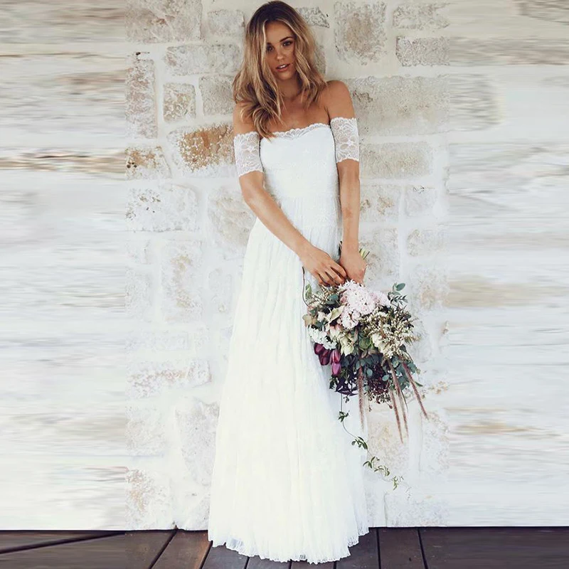 Распродажа летние пляжные кружевные свадебные платья в стиле бохо для невесты