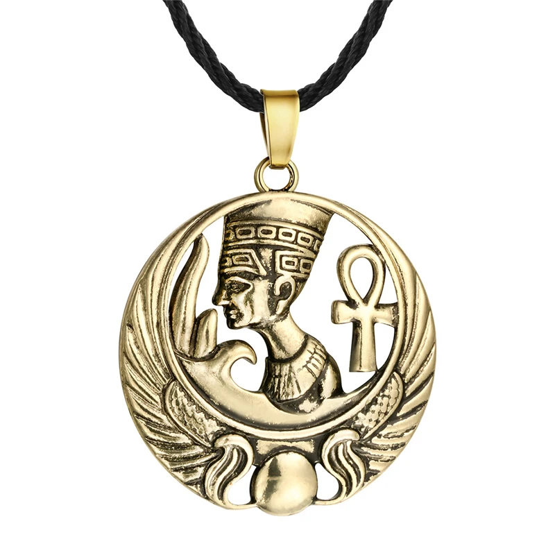 

Gold Egyptian Queen Nefertiti Filigree Pendant Necklace