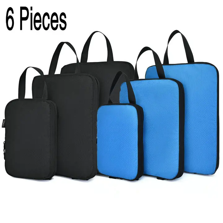 6pcs Black and Blue Soperwillton компрессионные упаковочные кубики, набор косметических сумок, нейлоновая дорожная сумка для мужчин и женщин, органайзер для путешествий, аксессуары - Цвет: 6pcs Black and Blue