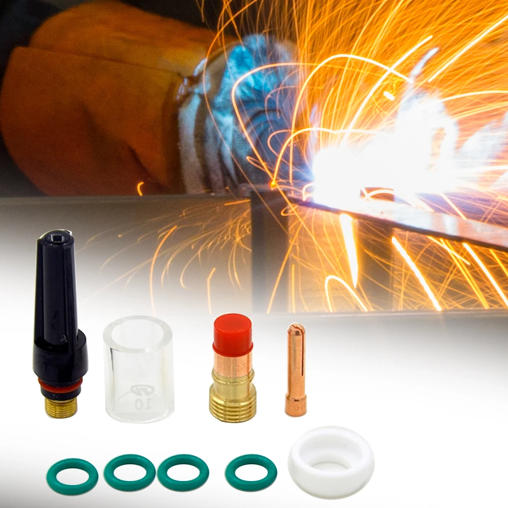 

For WP-17 18 26 TIG Welding Torch Set TIG Welding Torch 9PCS Glass Set High Temperature Resistant Glass O-ring Pressure Cap