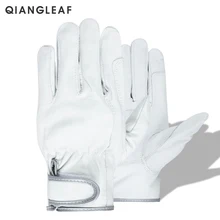 QIANGLEAF 등급 소 가죽 야외 암벽 등반 스포츠화물 처리 낚시 원예 심기 이슬람 보호 장갑 2300