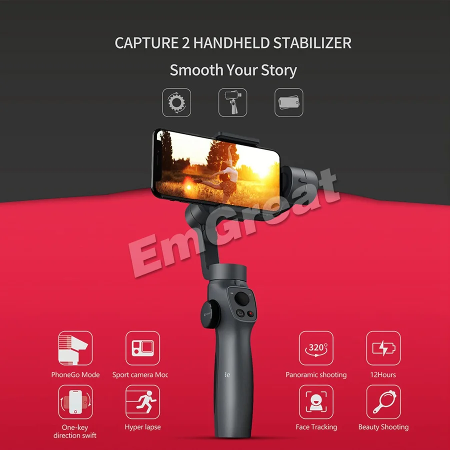 Funsnap захвата 2 3-Axis смартфон ручной шарнирный стабилизатор для камеры для iPhone XS X 8 Xiaomi samsung S9 S8 экшн Камера PK гладкой 4