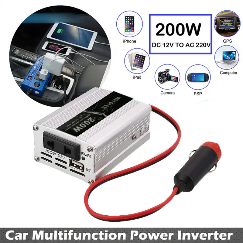 Автомобильный инвертор синусоидальной волны 200 Вт 12 В постоянного тока в