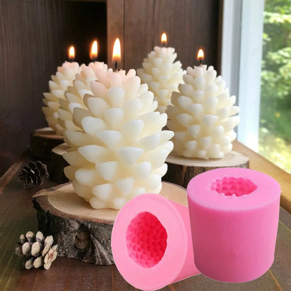 

3D Christmas Pine Cones Shape Cake Fondant Mold Candy Silicone Biscuits Mould DIY Cake Decor Wax Clay Soap Candle Making Mould