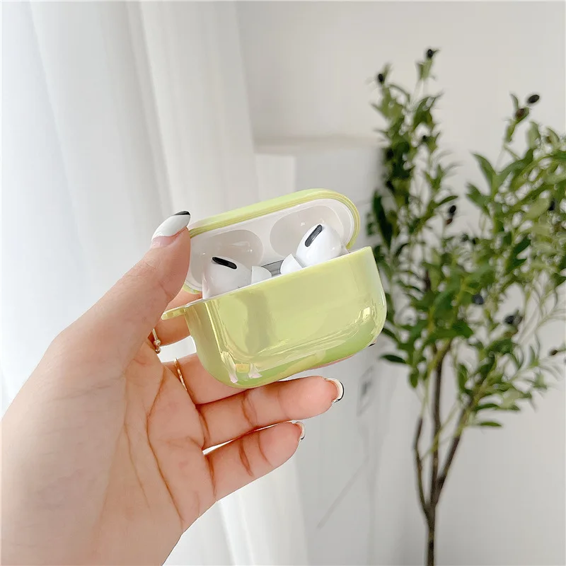 

Luxury Laser Plating Purple Yellow Earphone Case For AirPods 1 2 Pro Headset Cover Cute Color For air pods 3 Headphone Cases Box