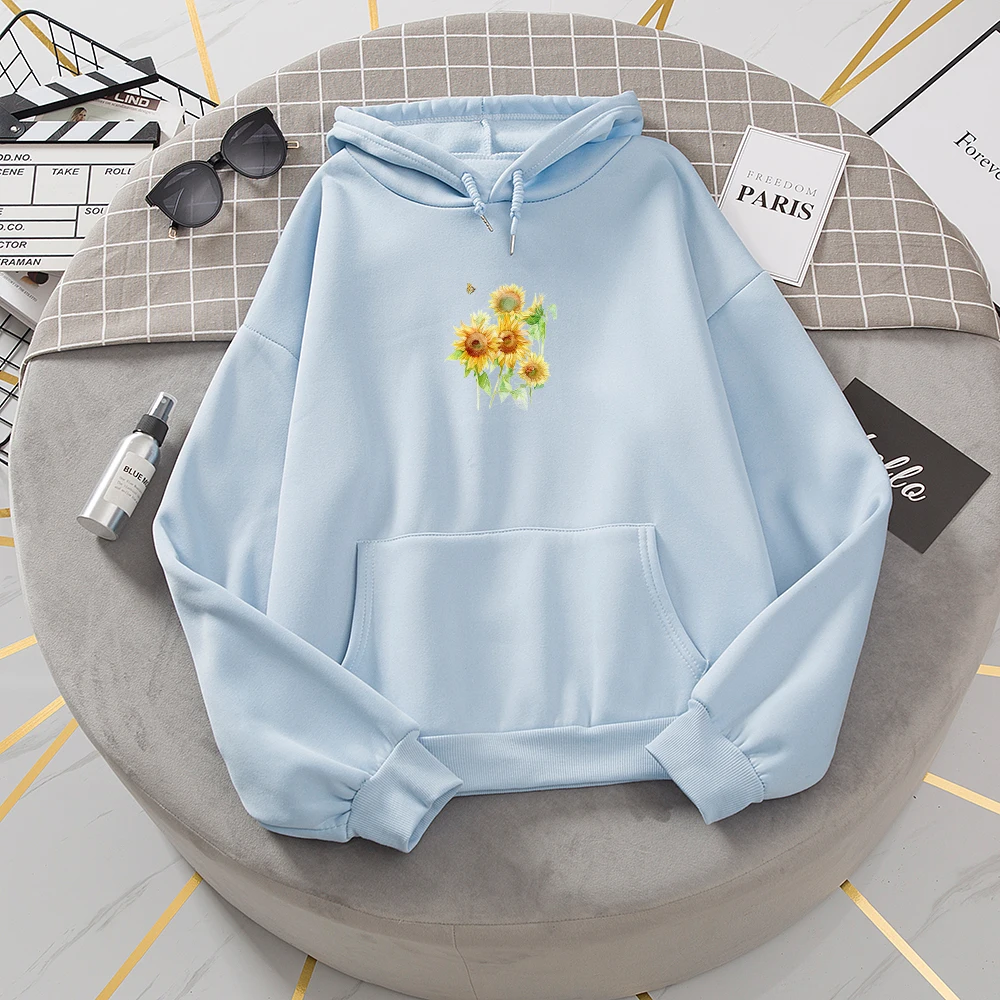 Flower Winter Women Swetshirt Hoodies Sportswear Hoody Womens Large Size Thick Fleece Plus Velvet Oversize Sweetshirt for Girls