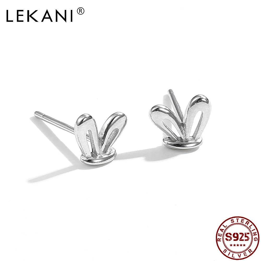 

LEKANI Sterling Silver 925 Jewelry For Women Cute Rabbit Ears Tiny Stud Earrings For Girl Valentine's Day Gift New Arrival