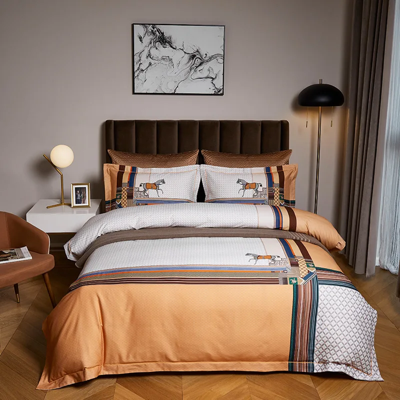 

Home Textiles Luxury Horse 1000TC Egyptian Cotton Soft Bed Line Satin Bedding Set with Duvet Cover/Bedsheet/Pillowcase 4pcs