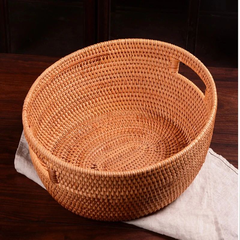 Корзина для хранения ручной работы из ротанга портативный коричневый Овальный