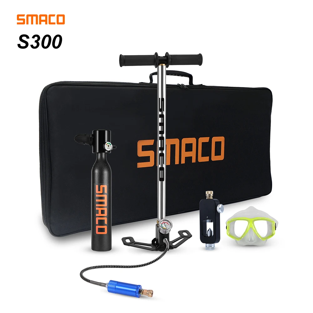 SMACO Diving Equipment oxygen cylinder set Mini scuba tank refill adapter glasses hand pump breath underwater 10 minutes | Спорт и