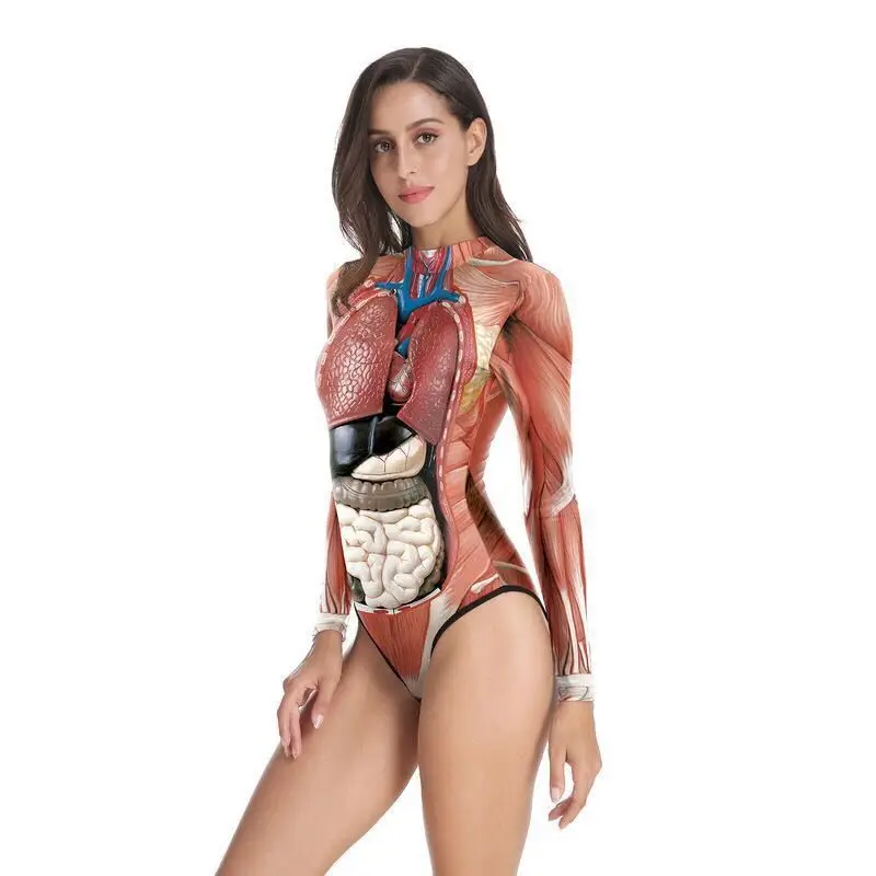 2020 Band  Costume Halloween Night Performance Costume Party Human Body Printed One Piece Swimsuit Jumpsuit