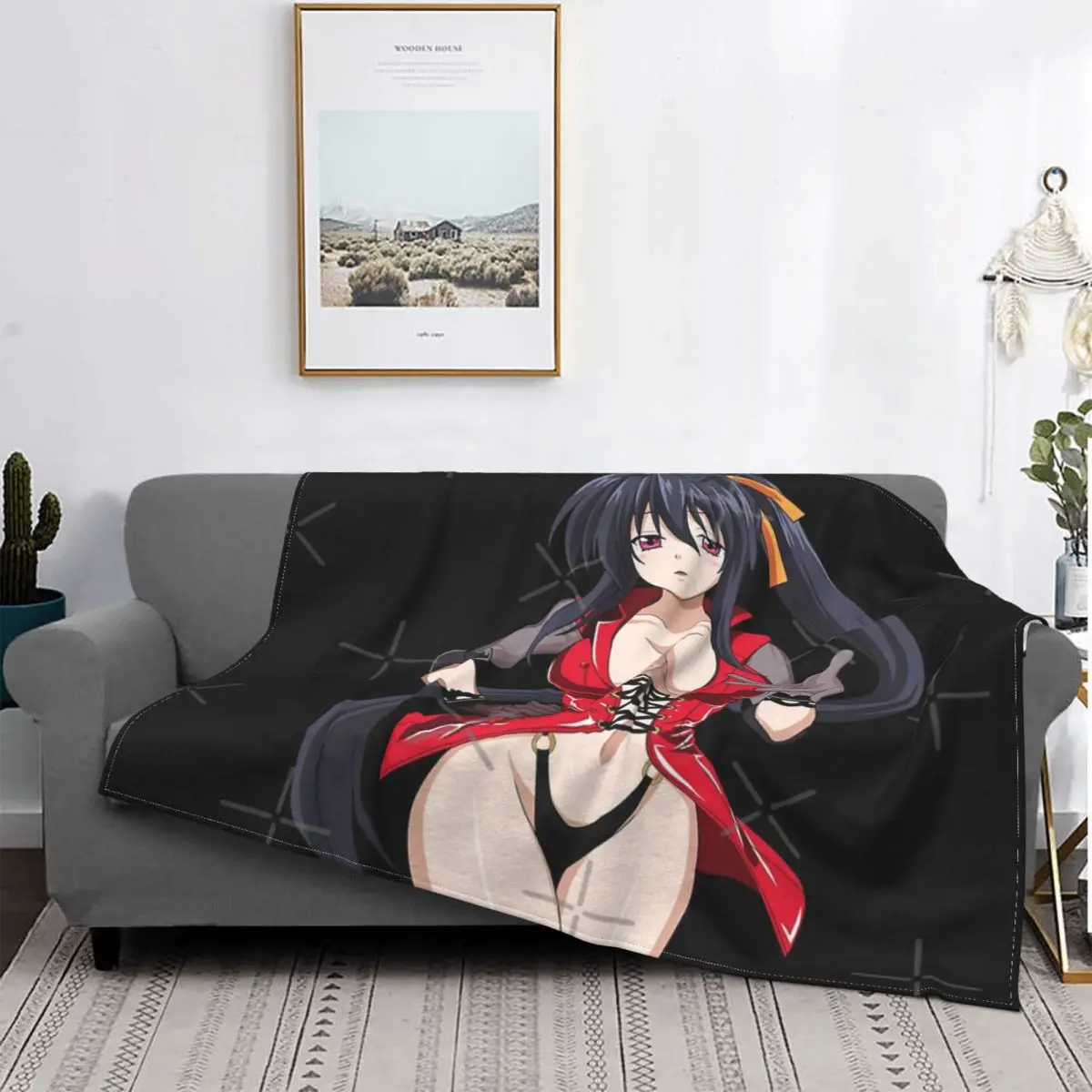 

Akeno Himejima-Manta a cuadros para cama, sofá, toalla, manta receptora