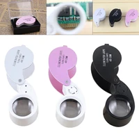 40x 25mm jewllery loupe portable magnifying glass pocket size lovely jewllery magnifier glasses with 2 led light for jewelry