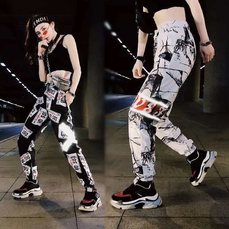 

Fashion Pencil Pants High Waist Women Slim Casual Trousers Female Pantalones Mujer Cool Hip Hop Pants New 2019 Reflective Pants