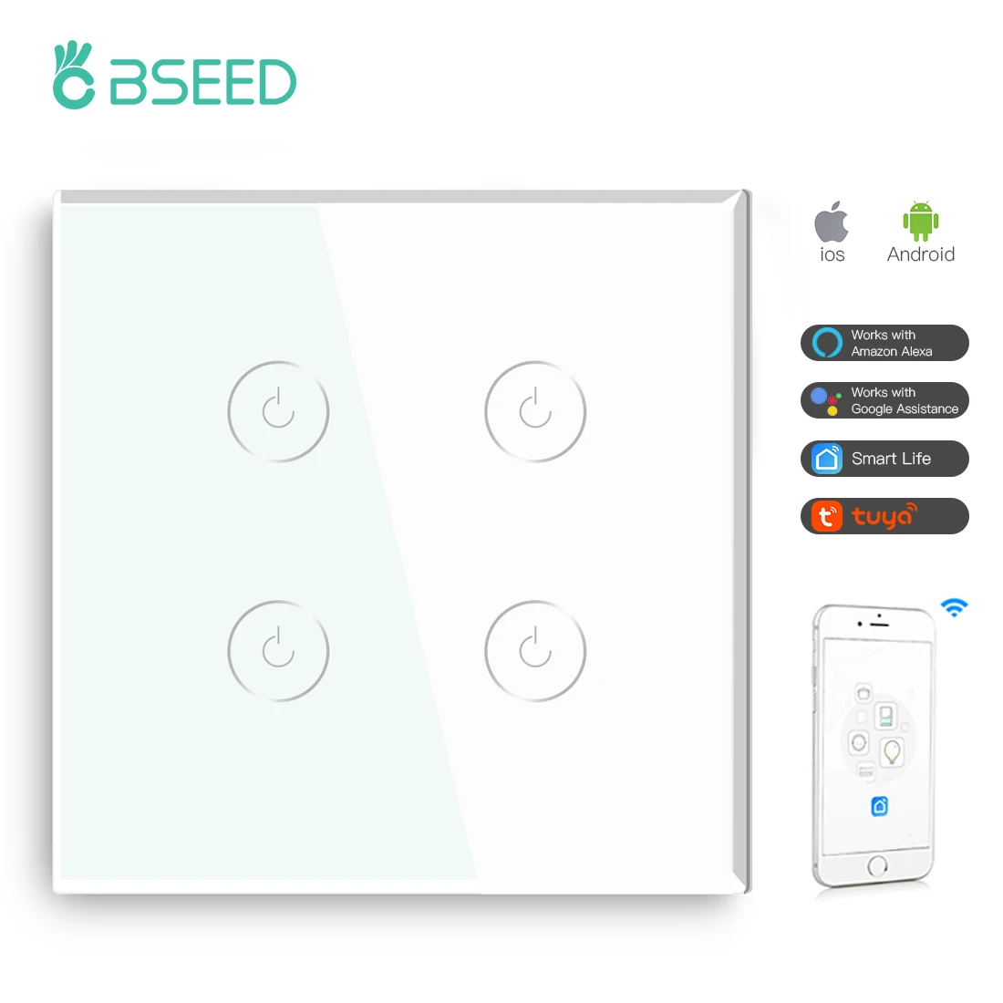 

BSEED Умный выключатель Wi-Fi 1/2/3 клавиши