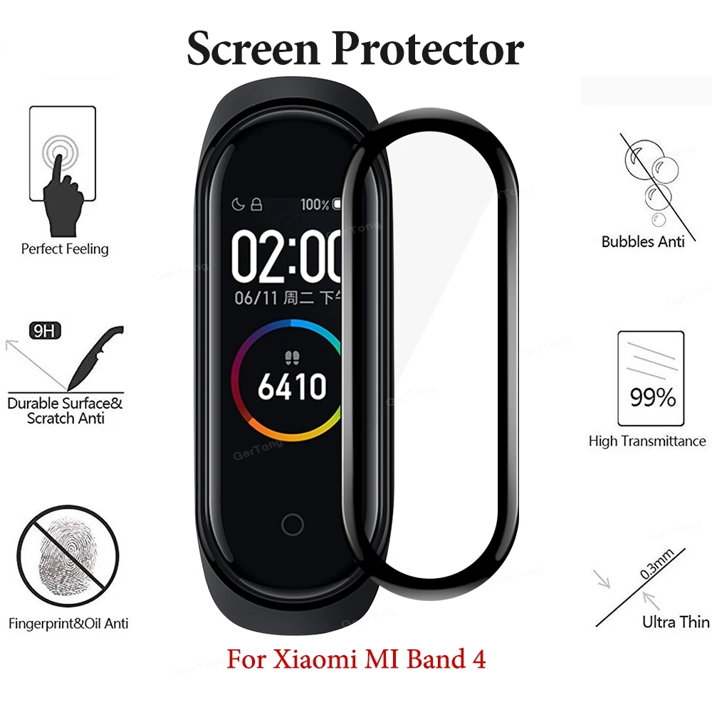 3D Защитная пленка для смарт браслета Xiaomi Mi Band 4 полноэкранная Гидрогелевая не