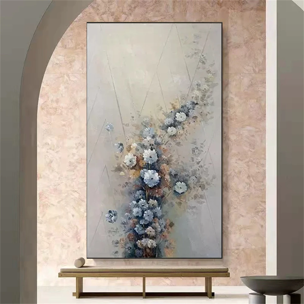 

Hand-painted oil painting flower landscape abstract living room decoration painting porch corridor light luxury hanging painting