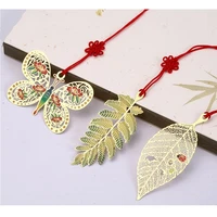 chinese style butterfly leaves bookmark book clip pagination mark metal tassel stationery school office supply student gift