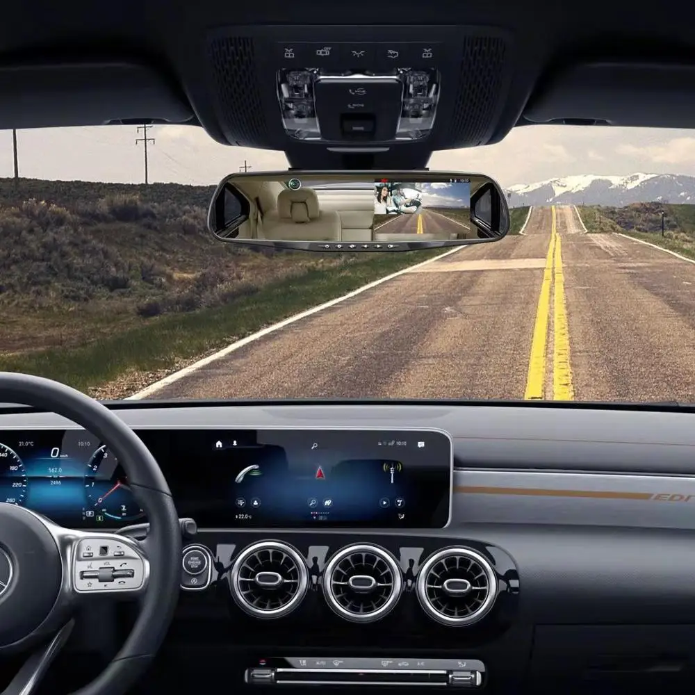 LUU 1080P FHD Автомобильный видеорегистратор dash cam Скрытая Встроенная камера 5," ips зеркало заднего вида цифровой видеорегистратор двойной объектив видеокамера