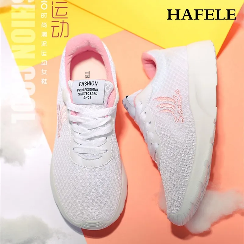 Women shoes fashion lace up walking flat white sneakers women breathable mesh vulcanize Flat outdoors | Спорт и развлечения