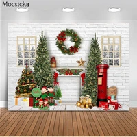 mocsicka christmas theme background christmas tree mailbox decoration style child portrait photo background photography studio