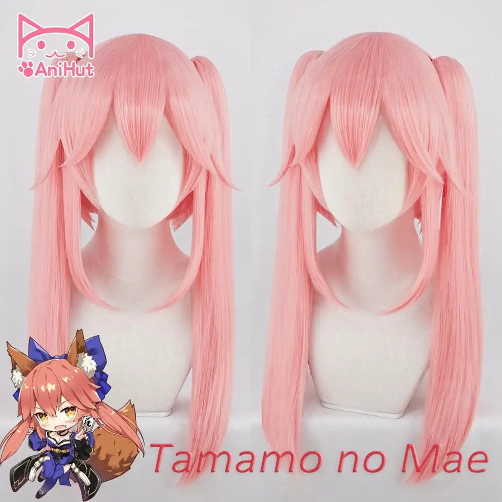 Парик для косплея tamamo No Mae Bunches Version Fate Grand Order синтетический розовый женский парик