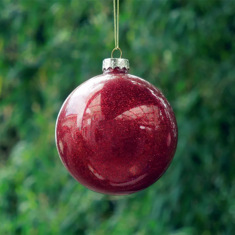 

4pcs/pack Diameter=12cm Inner Red Powder Series Hanging Glass Ball Christmas Tree Pendant Festival School Party Wedding Prop
