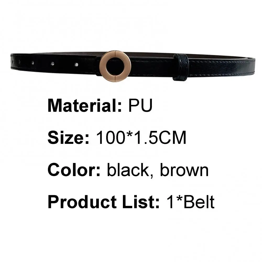 

Fuax Leather Women Belt Waistband Soft All-match Female Thin Round Buckle Pin Casual Daily Life Waist Belt