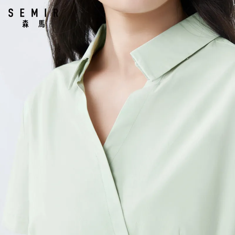 Платье SEMIR женское с V-образным вырезом хлопковое дышащее модное коротким рукавом