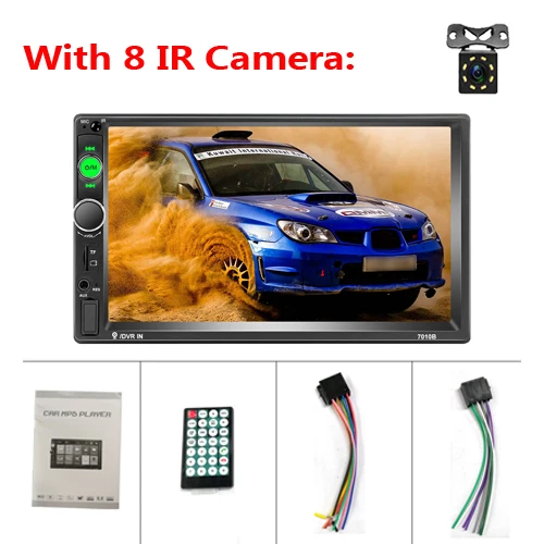 With 8 IR Camera AMPrime 2 Din Авторадио " сенсорный экран автомобильный Радио плеер Bluetooth SD/MP4/USB/AUX/мультимедиа 2din Автомобильная аудио камера заднего вида - Цвет: With 8 IR Camera