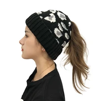 soft stretch cable knit messy high bun hat ponytail beanie knit infinity scarf set womens girls messy high bun cap