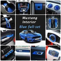 bule interior car center console navigation panel gear lever panel shift paddles decorative patch for ford mustang 2015 2019