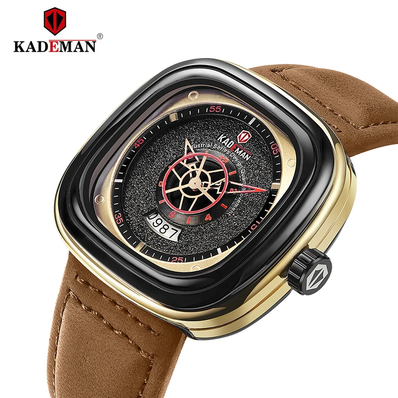 KADEMAN новые модные квадратные мужские часы Аналоговые кварцевые наручные 30 м