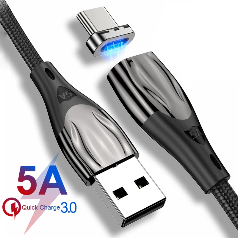 5А Магнитный кабель usb type C для быстрой зарядки samsung S9 S10 USB супер зарядное