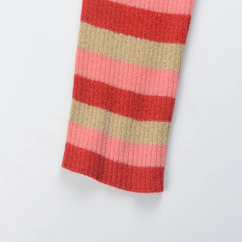 Облегающее вязаное платье-свитер в полоску для женщин Элегантное зимнее