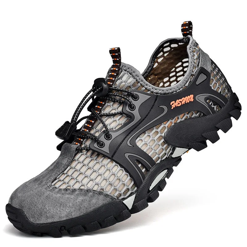 Summer Breathable Men Hiking Shoes Suede + Mesh Outdoor Sneakers Climbing Sport Quick-dry Water | Обувь