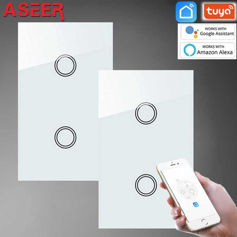 ASEER AU/US 2 шт роскошный WIFI настенный сенсорный выключатель Gang way Smart Switches AC 110-240 В