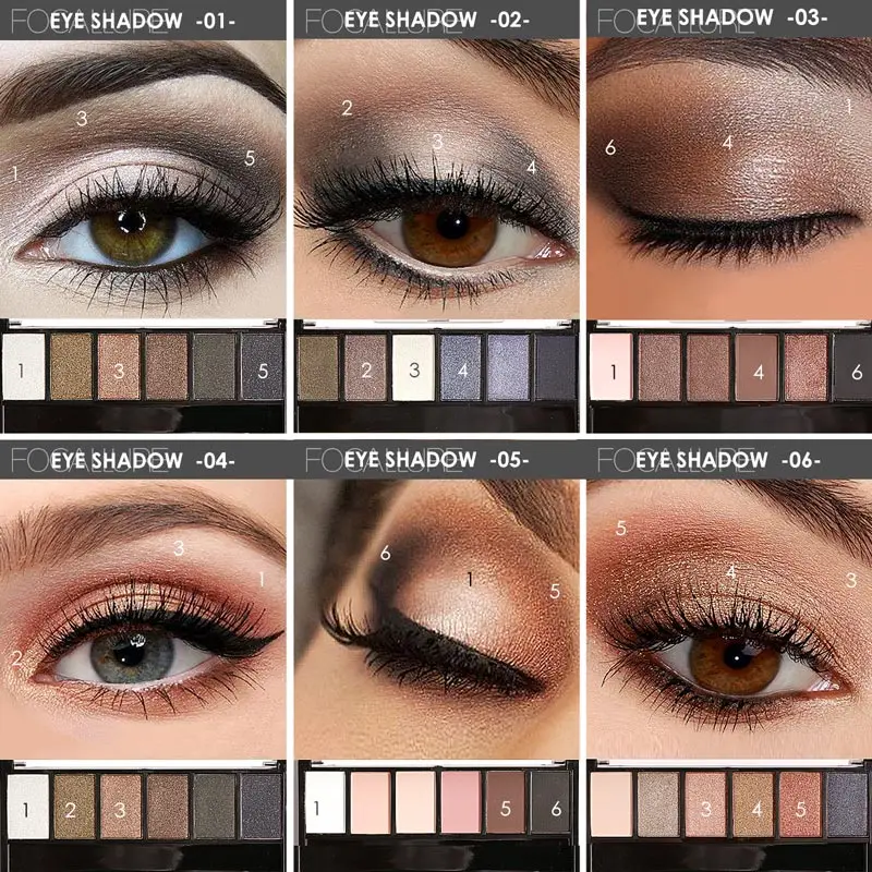 FOCALLURE Smokey палитра теней для век мерцающие пигментные тени гладкая кремовая пудра