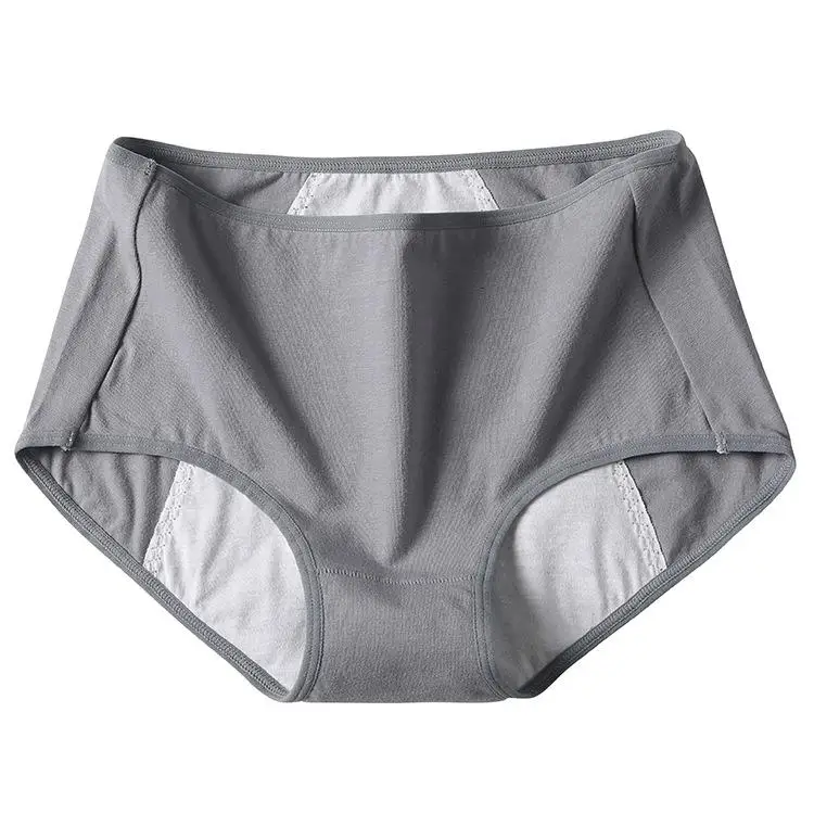 Менструальные трусики, хлопковые трусики для женщин, majtki damskie, culotte menstrumle culotte femme taille haute calcinha feminina majtki - Цвет: Темно-серый