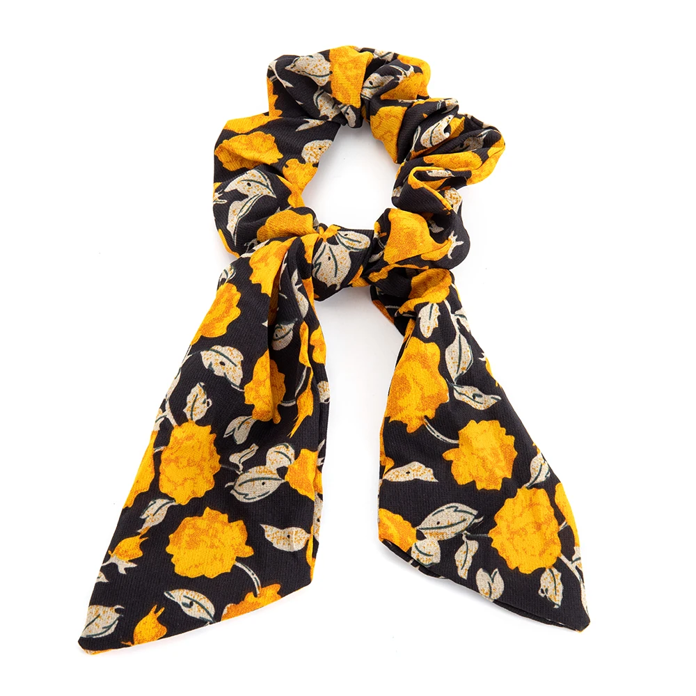 

Retro French Head Rope 2021 New Floral Bow Headband Ribbon Headband Ponytail Large Intestine Hair Ring Hair Accessories Female