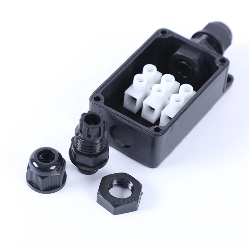 

20pcs Black Waterproof Electronic Box Mini One Into One Out Plastic Outdoor Wire Junction Box with Terminal