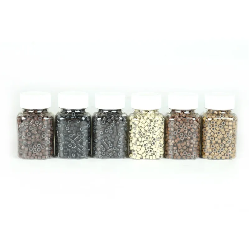 

500 Pcs 5mm Silicone Lined Micro Rings Links Beads for I Tip Hair Extension Tools . 5 Colors Optional