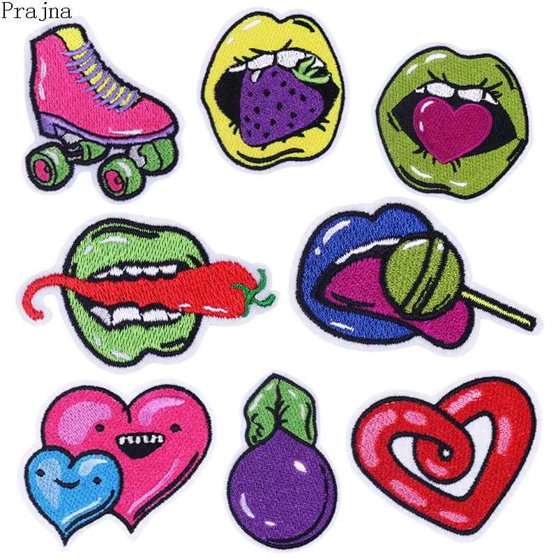 Праджня сердце губ фрукты рок из лоскутного топа с вышивкой заплаты для одежды в