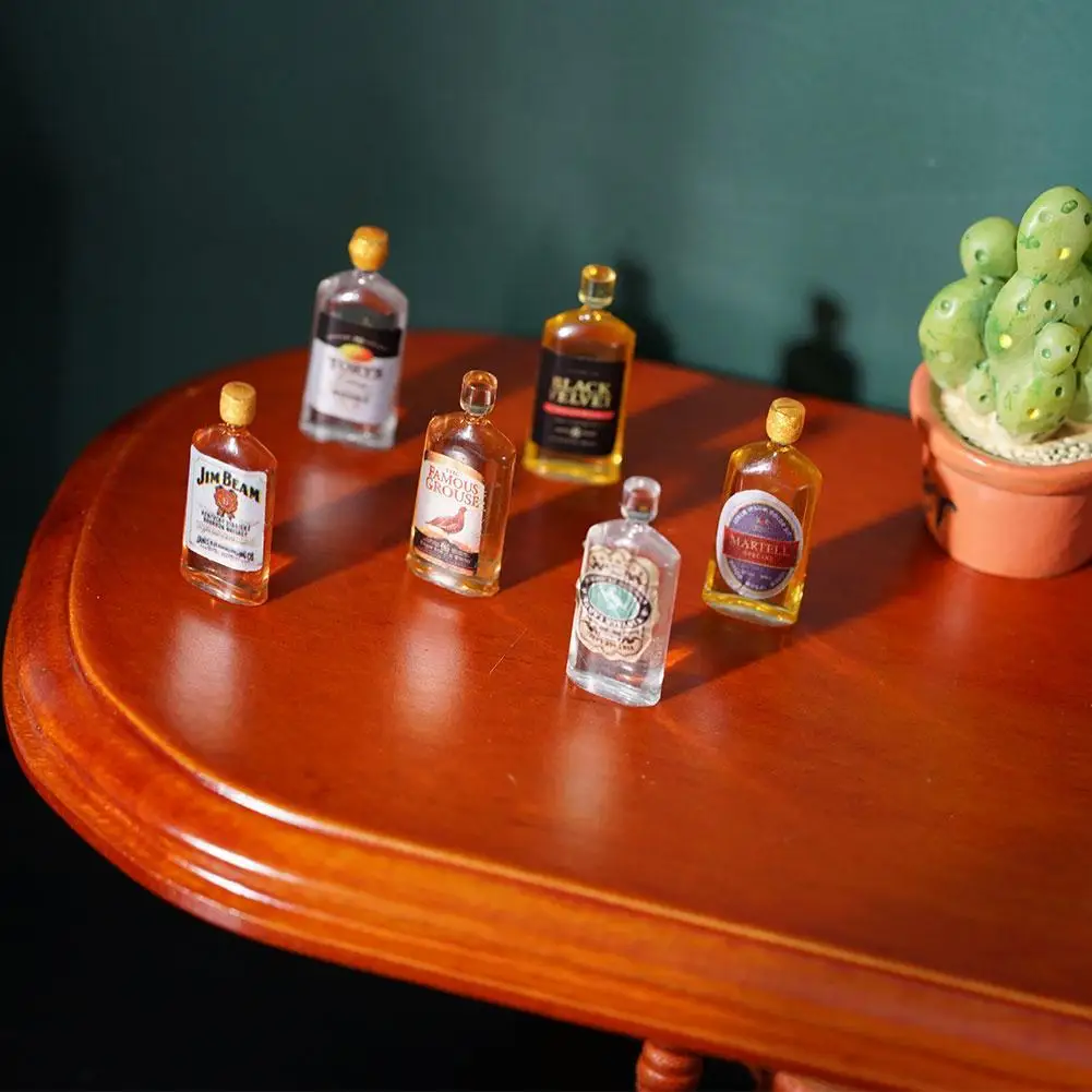 

New Mini 6 Pcs Whiskey Dollhouse Accessories Miniature Dollhouse Food Model Scene Accessories Play O7U7