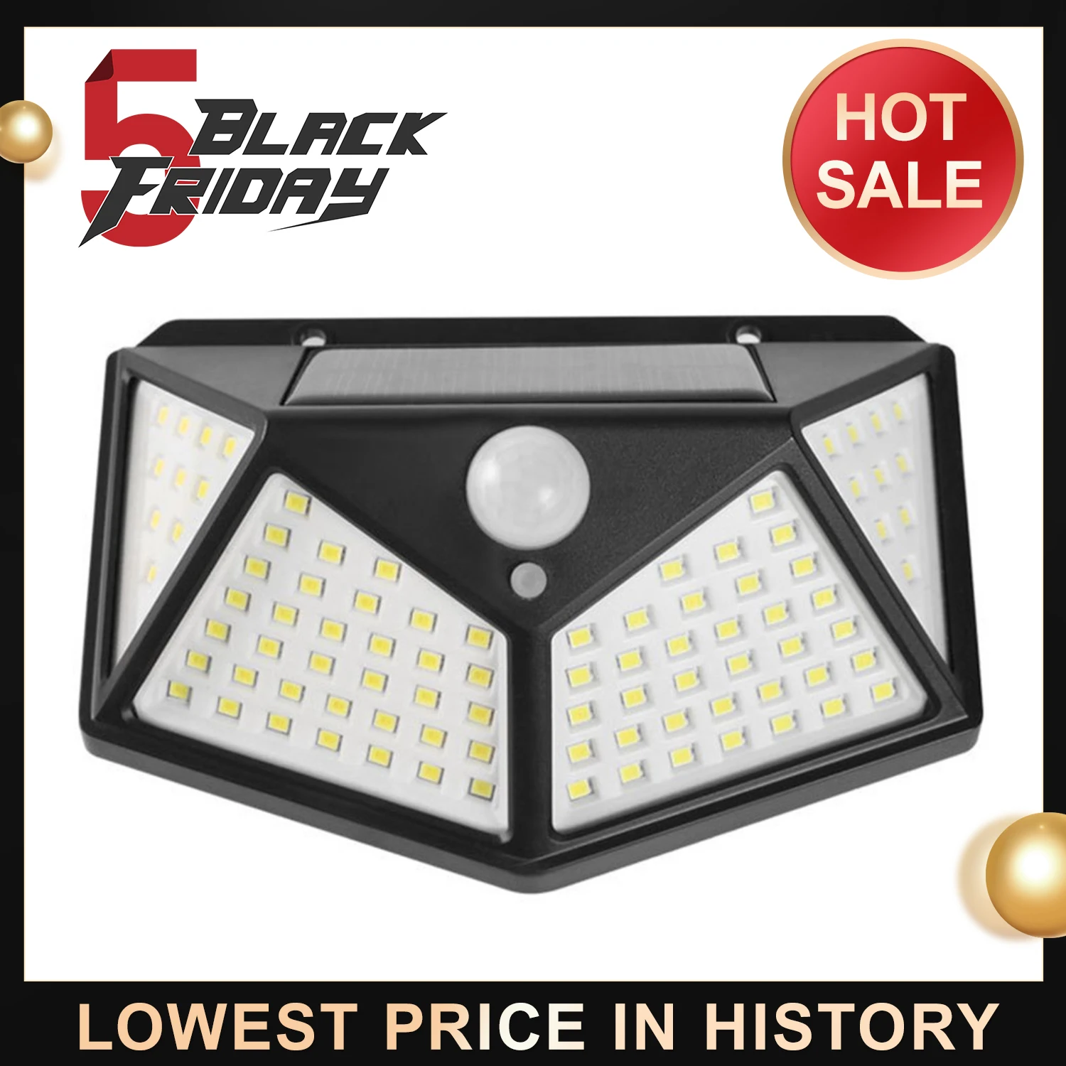 

100 LED Solar Wall Lamp PIR Motion Sensor Light Outdoor Waterproof Garden Courtyard Solar Street Lights Lighting 3 Modes