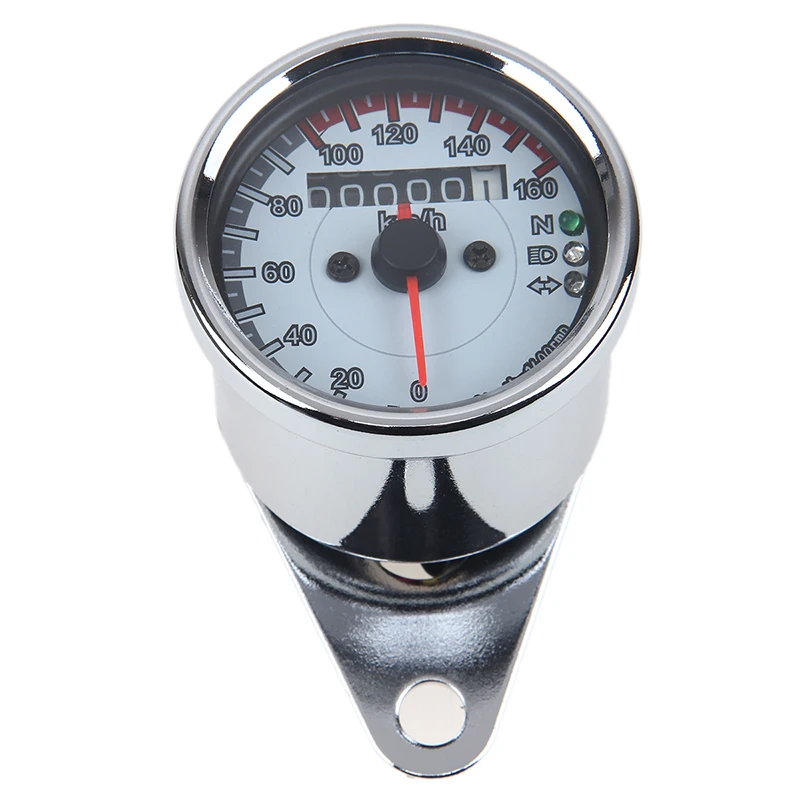 Posbay хром Мотоцикл цифровой одометр Универсальный светодиодный км/ч мотоцикл