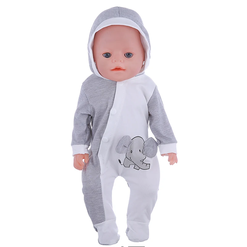 

Baby Doll Clothes Elephant Hooded Jacket Nightgown Trousers Suit fit 43cm Baby Doll Clothes Doll Accessories 541